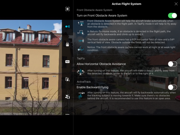 Die Smartmodi erlauben einen nahezu gefahrlosen Flug. (Screenshot: Martin Wolf/Golem.de)